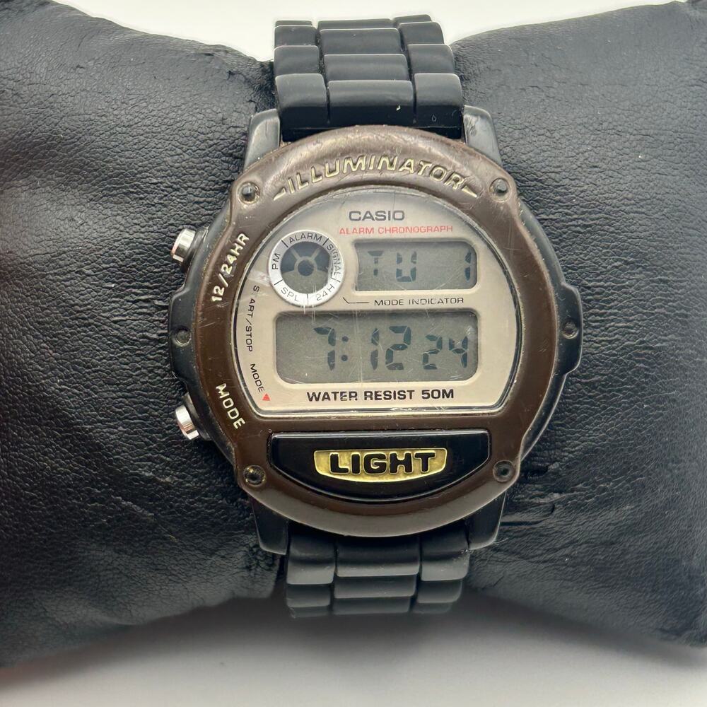 Casio Illuminator W-89H Brown Black Silicon Band Watch Working New Battery
